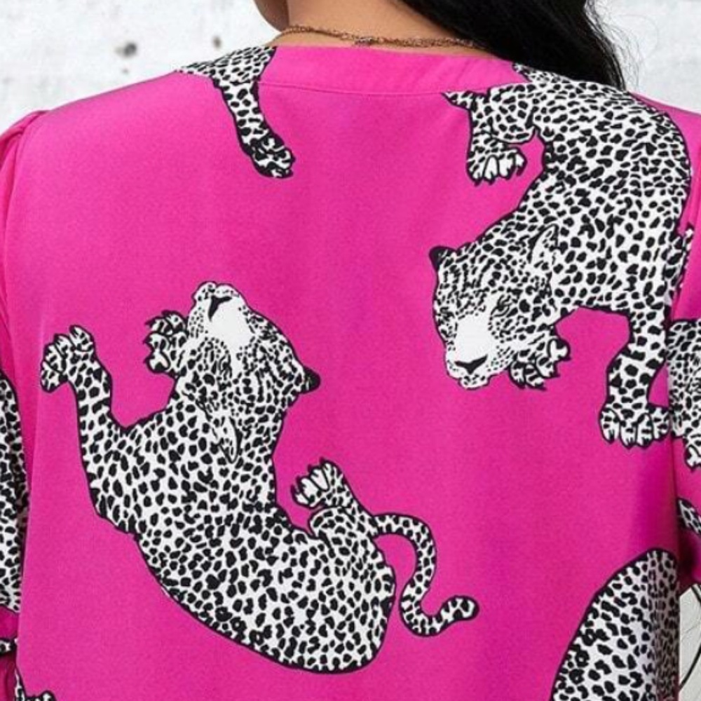 Pink Leopard Print Mini Dress - Picture 3 of 3
